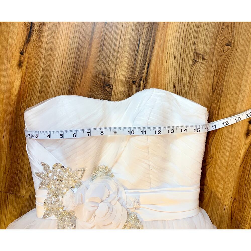 Ballgown Strapless Fall Wedding Dress with floral beaded sash waistline | Size - Picture 4 of 7